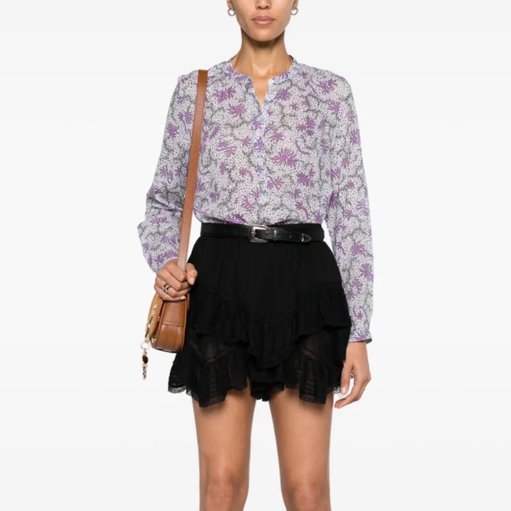 Isabel Marant Etoile size 42 floral Maria top long sleeves button cuffs cotton - Picture 6 of 12